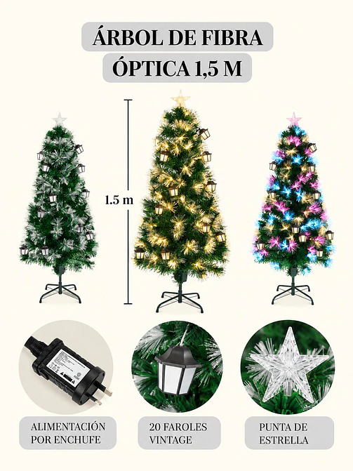 ARBOL NAVIDEÑO CON LUCES Y FAROLES 1.5 M 8