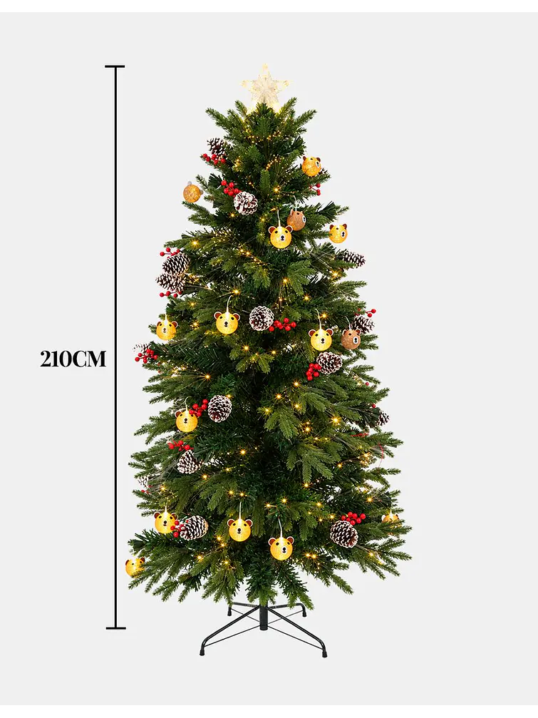 ARBOL NAVIDEÑO CON LUCES Y OSITOS 2.1 M 7