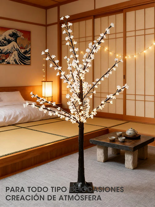 ARBOL DECORATIVO CEREZO CON LUZ 1.5 M 1