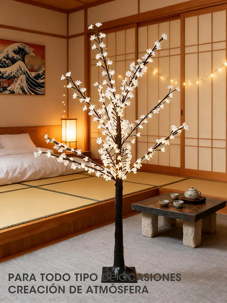 ARBOL DECORATIVO CEREZO CON LUZ 1.5 M 1