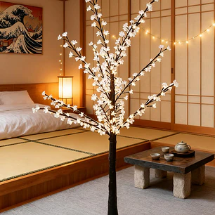 ARBOL DECORATIVO CEREZO CON LUZ 1.5 M