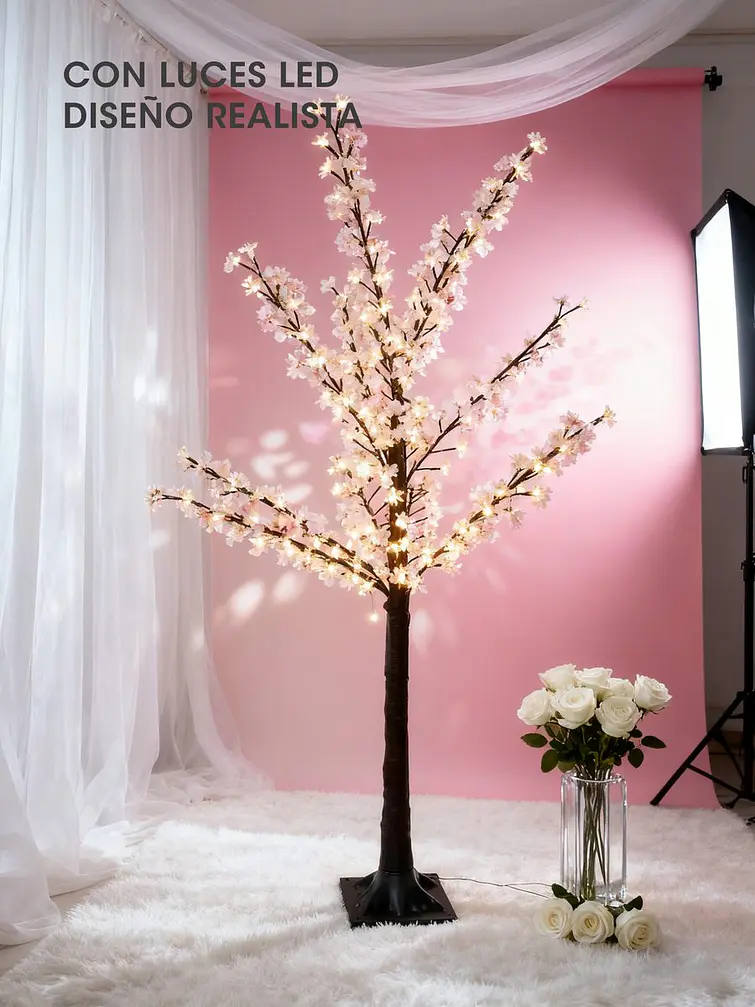ARBOL DECORATIVO CEREZO CON LUZ 1.5 M 2