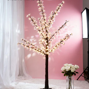 ARBOL DECORATIVO CEREZO CON LUZ 1.5 M