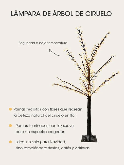ARBOL DECORATIVO CEREZO CON LUZ 1.5 M 3