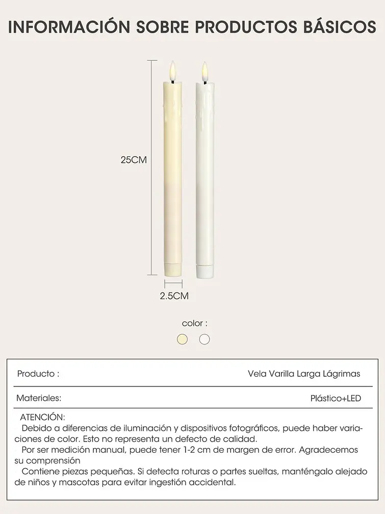 VELAS LED DERRETIDA 25 CM PACK*2 6