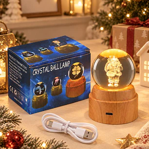 BOLA DE CRISTAL NAVIDEÑA GIRATORIA 6 CM