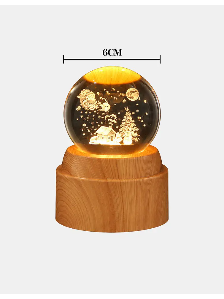 BOLA DE CRISTAL NAVIDEÑA GIRATORIA 6 CM 8