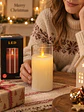 VELA LED CON VASO VIDRIO 15 CM - Miniatura 2