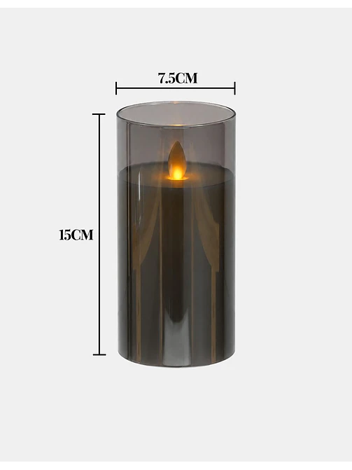 VELA LED CON VASO VIDRIO 15 CM 7