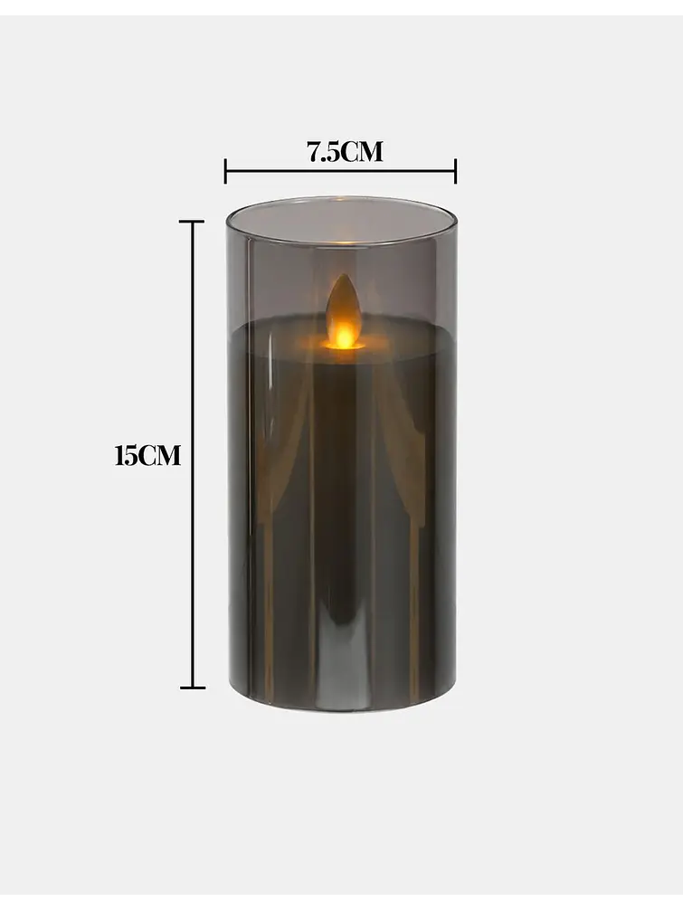 VELA LED CON VASO VIDRIO 15 CM 7