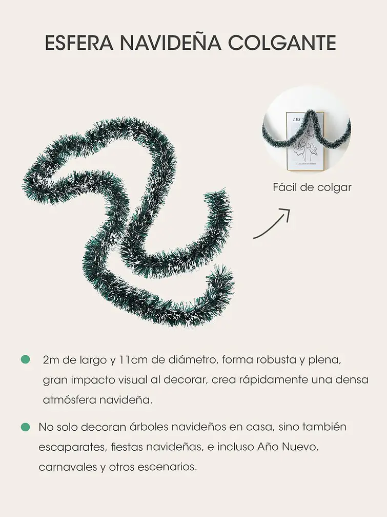 GUIRNALDA NAVIDEÑA VERDE 2 M*11 CM 2