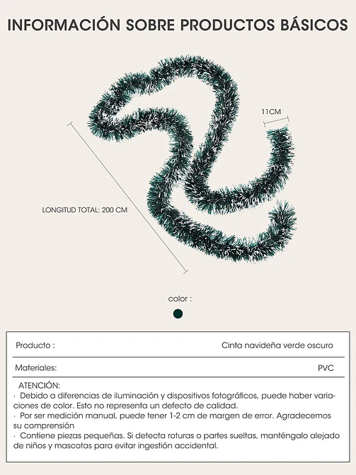 GUIRNALDA NAVIDEÑA VERDE 2 M*11 CM 3