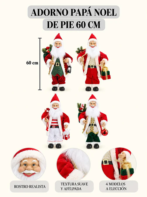 ADORNO PAPA NOEL CON LENTES 60 CM 8