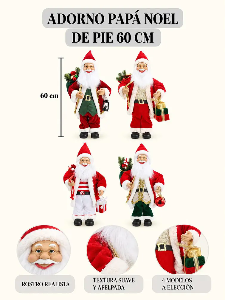 ADORNO PAPA NOEL CON LENTES 60 CM 8