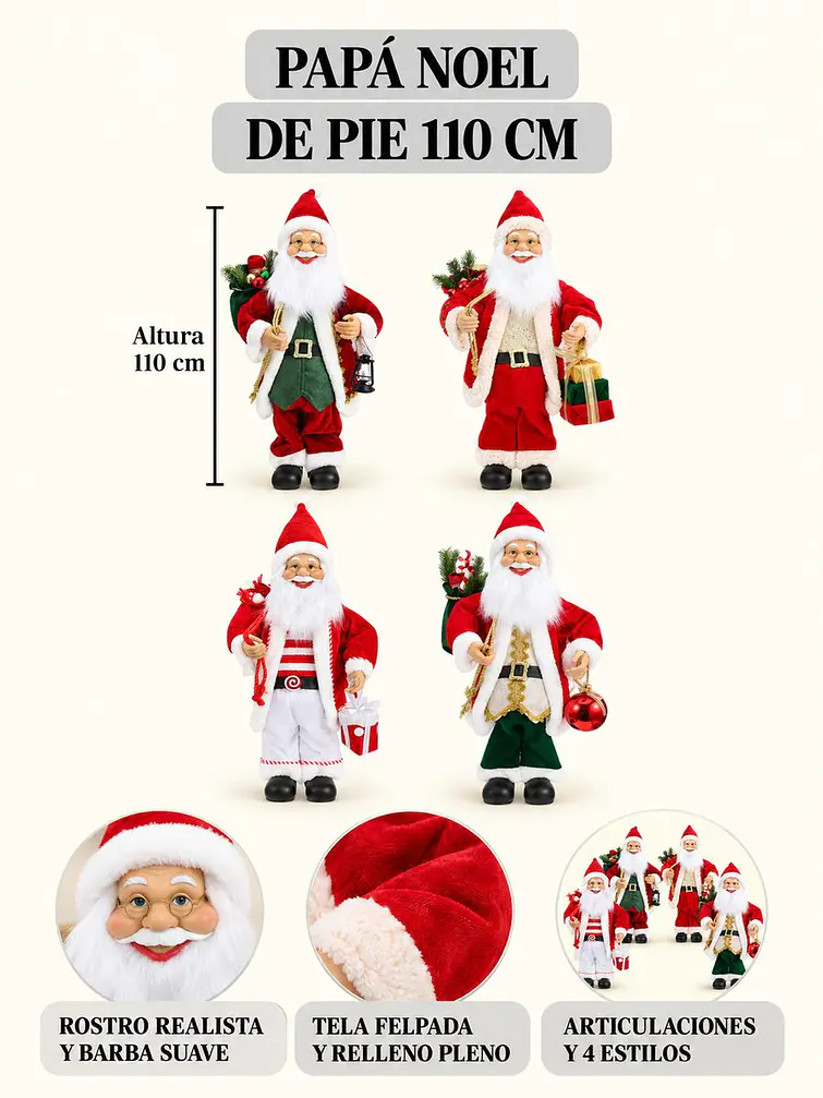 ADORNO PAPA NOEL CON LENTES 110 CM 8