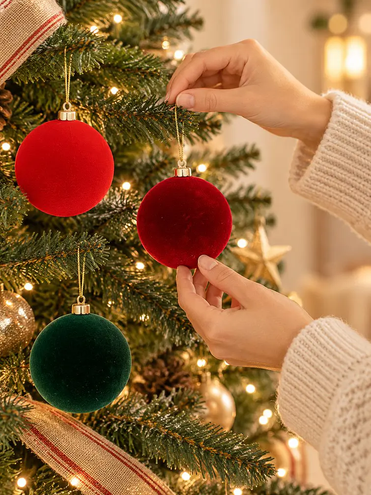 BOLAS DE NAVIDAD TERCIOLPELO 6 CM PACK*6 2