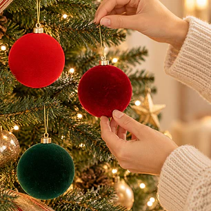 BOLAS DE NAVIDAD TERCIOLPELO 6 CM PACK*6