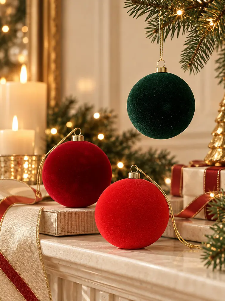 BOLAS DE NAVIDAD TERCIOLPELO 6 CM PACK*6 5