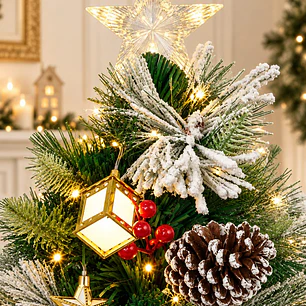 ARBOL NEVADO CON LUCES Y FAROLES 1.8 M