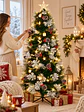 ARBOL NEVADO CON LUCES Y FAROLES 1.8 M - Miniatura 5