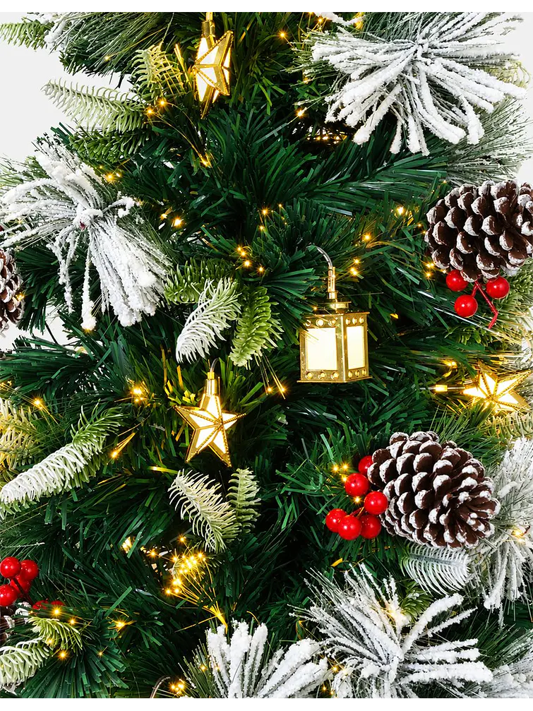 ARBOL NEVADO CON LUCES Y FAROLES 1.8 M 6