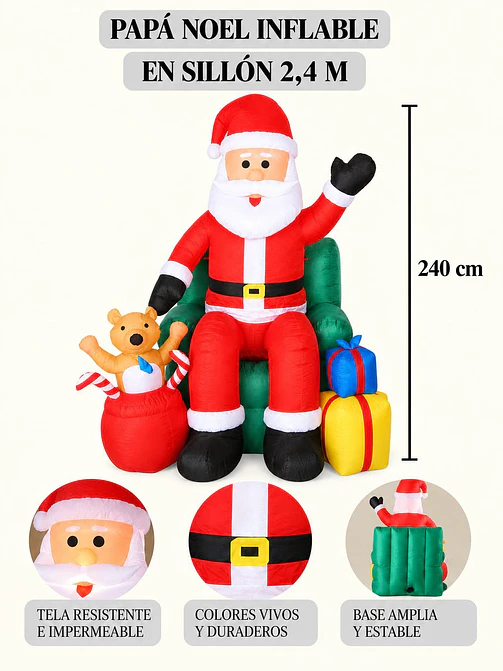 PAPA NOEL INFLABLE EN SILLON 2.4 M 6