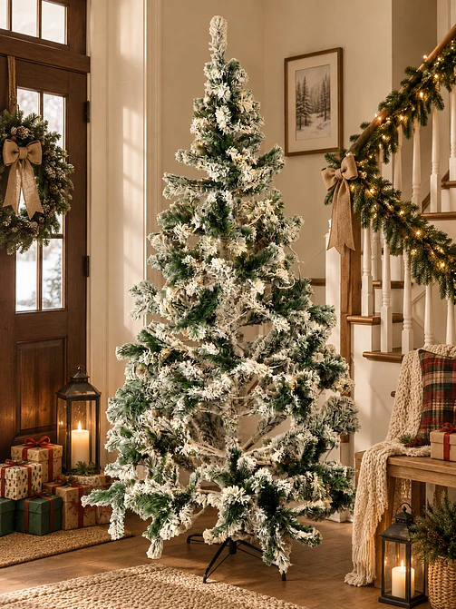 ARBOL NAVIDEÑO NEVADO CON LUCES 2.1 M  5