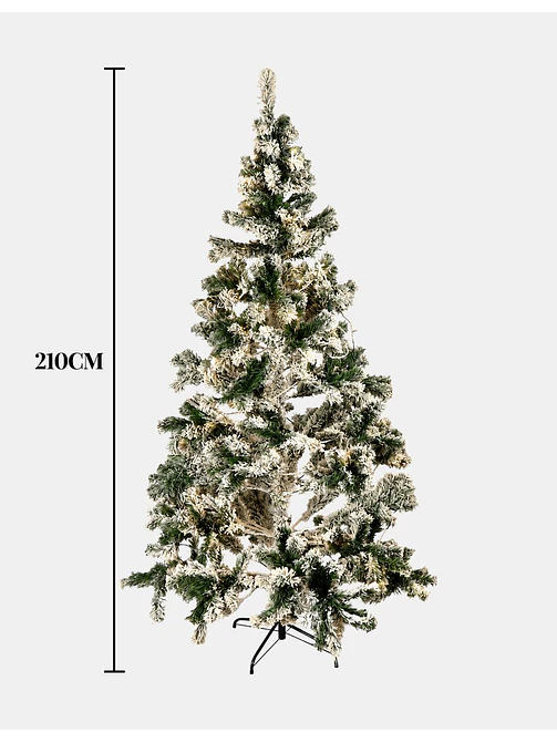 ARBOL NAVIDEÑO NEVADO CON LUCES 2.1 M  6