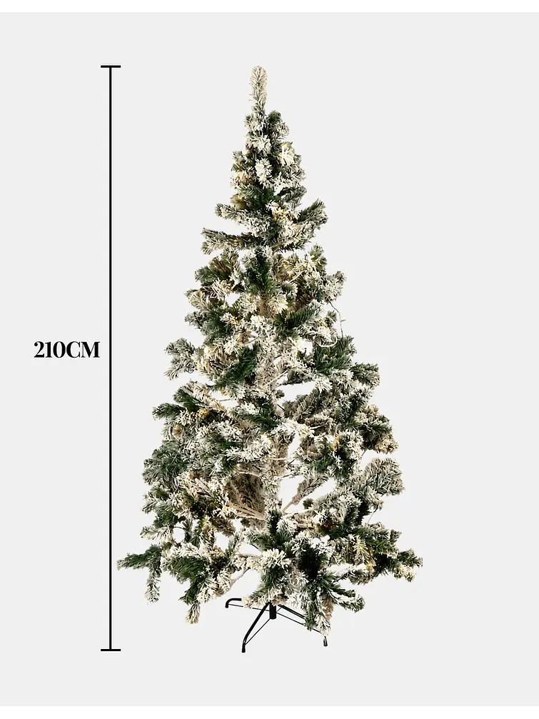 ARBOL NAVIDEÑO NEVADO CON LUCES 2.1 M  6