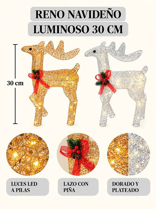 ADORNO NAVIDEÑO LED RENO 30 CM 8