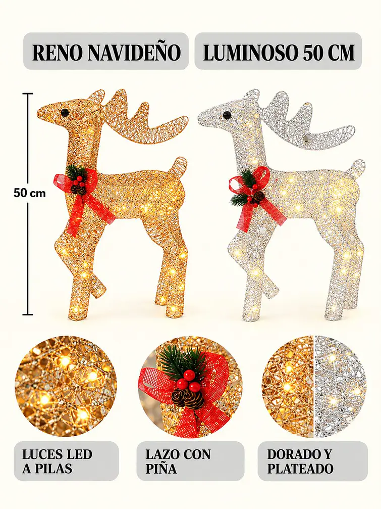 ADORNO NAVIDEÑO LED RENO 50 CM 8