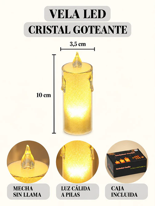 VELA LED TRANSPARENTE 10 CM 8
