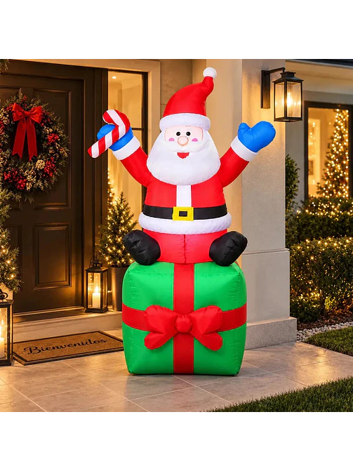 PAPA NOEL INFLABLE SOBRE REGALO 1.8 M 1