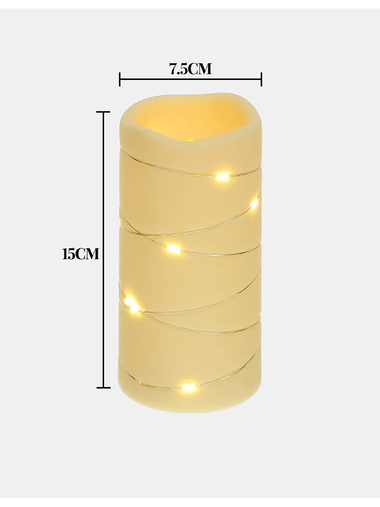 VELA LED CON ALAMBRE DE COBRE 15 CM 6