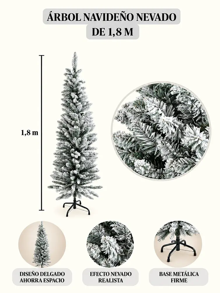 ARBOL NAVIDEÑO NEVADO 1.8 M 7