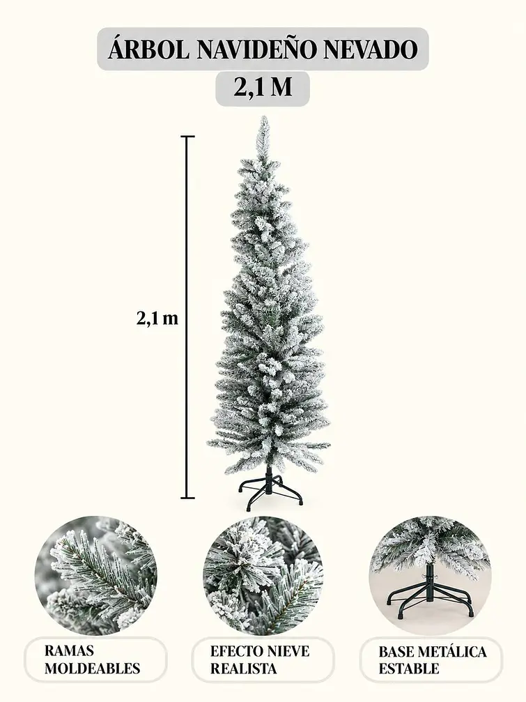 ARBOL NAVIDEÑO NEVADO 2.1 M 7