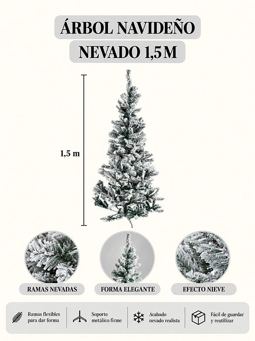 ARBOL NAVIDEÑO NEVADO 1.5 M 7