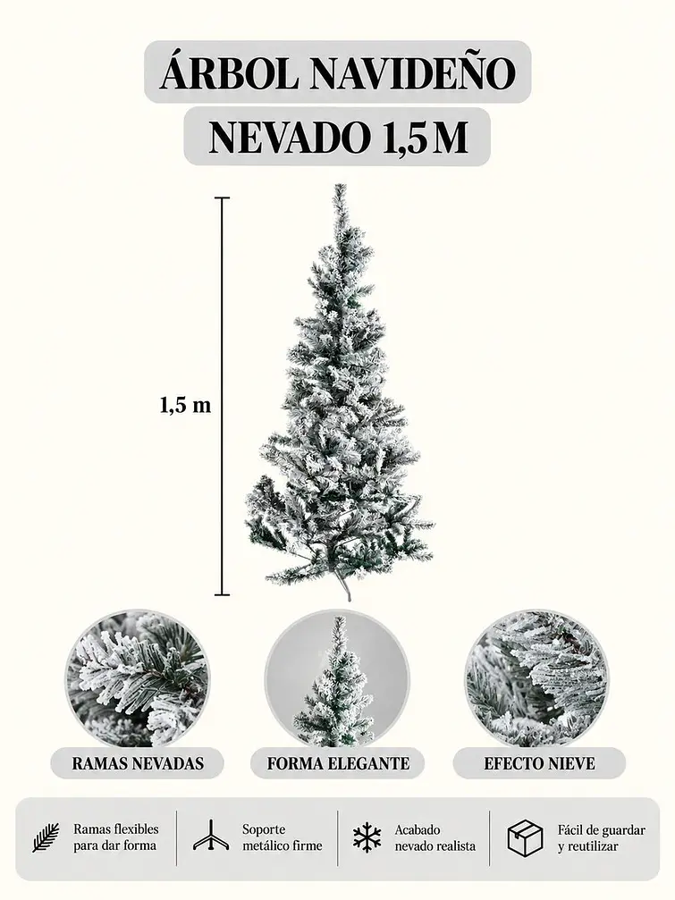 ARBOL NAVIDEÑO NEVADO 1.5 M 7