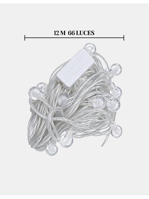 GUIRNALDA LED CON ESFERAS LUZ FIJA 12 M 6