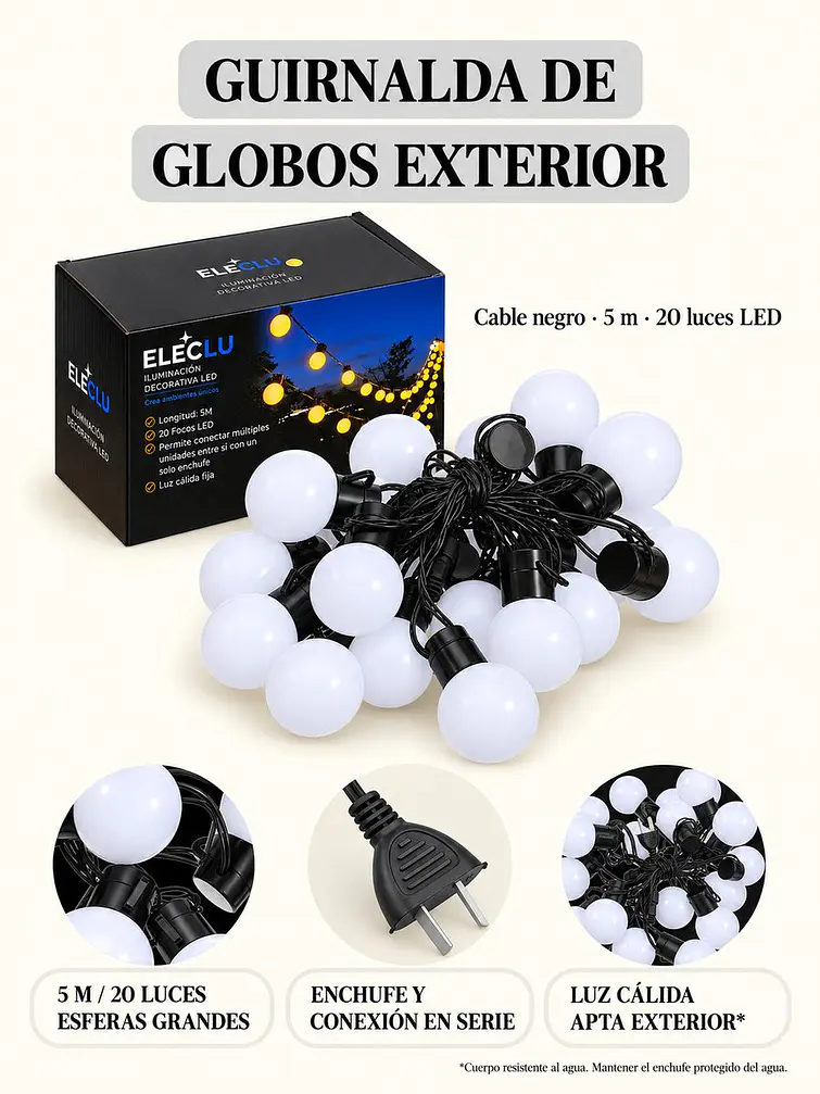 GUIRNALDA LED CON 20 FOCOS 5 M  7