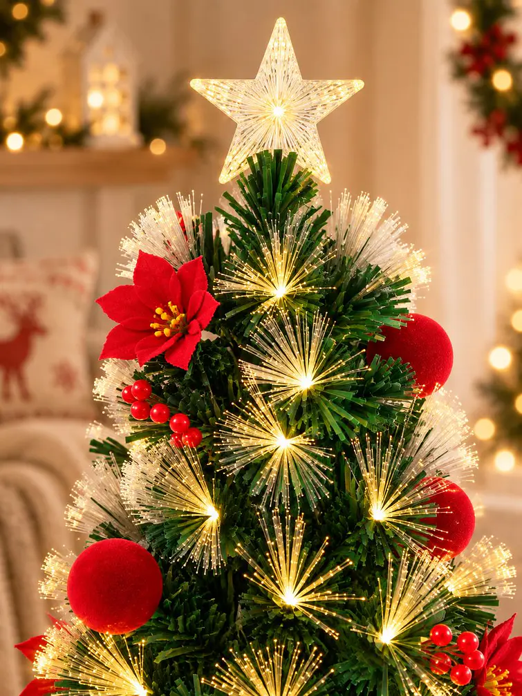 ARBOL NAVIDEÑO CON LUCES Y FLORES 1.5 M 2