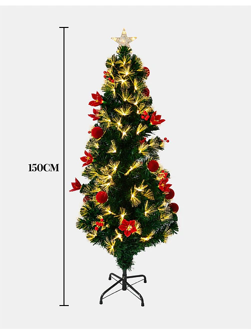 ARBOL NAVIDEÑO CON LUCES Y FLORES 1.5 M 7