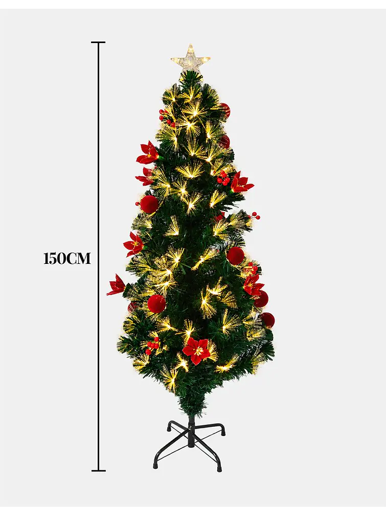ARBOL NAVIDEÑO CON LUCES Y FLORES 1.5 M 7