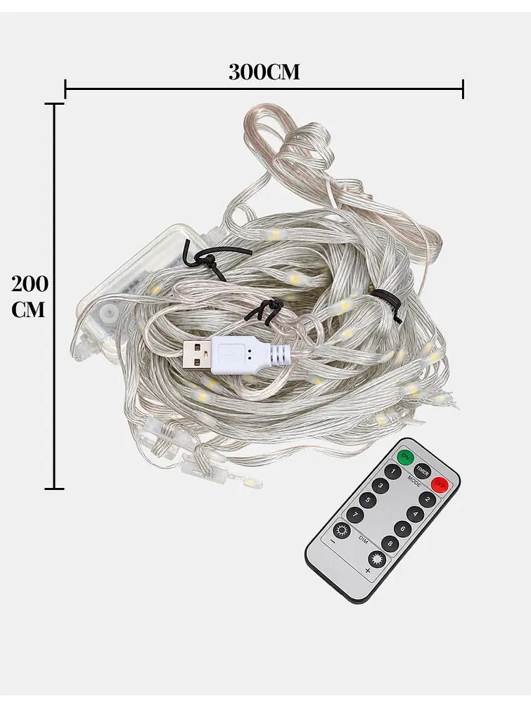 CORTINA DE LUCES CON CONTROL 3*2 M 5