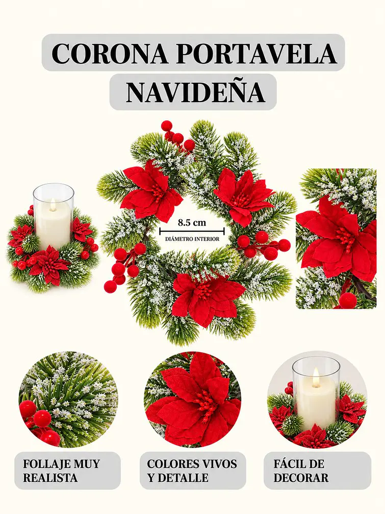 CORONA NAVIDEÑA CON FLORES 8
