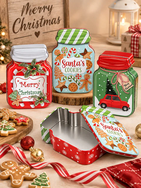 CAJA METALICA NAVIDEÑA DIESÑO FRASCO