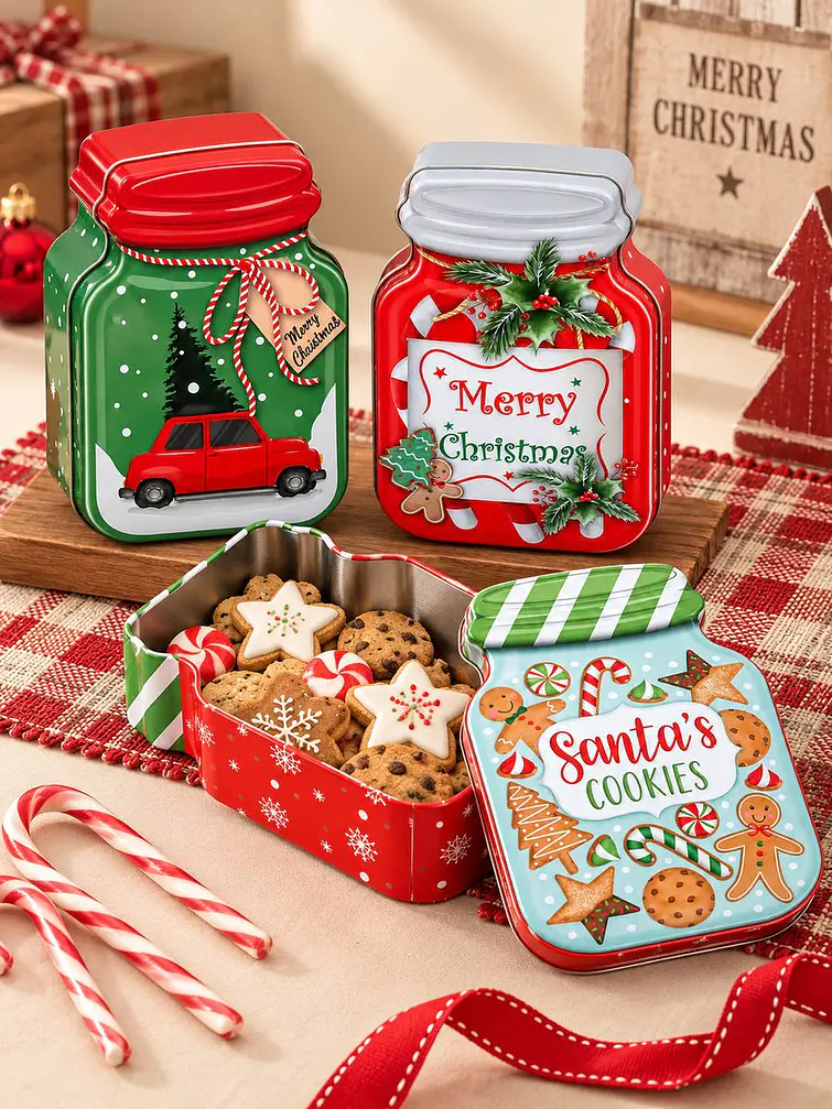 CAJA METALICA NAVIDEÑA DIESÑO FRASCO 3