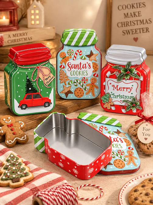 CAJA METALICA NAVIDEÑA DIESÑO FRASCO 5
