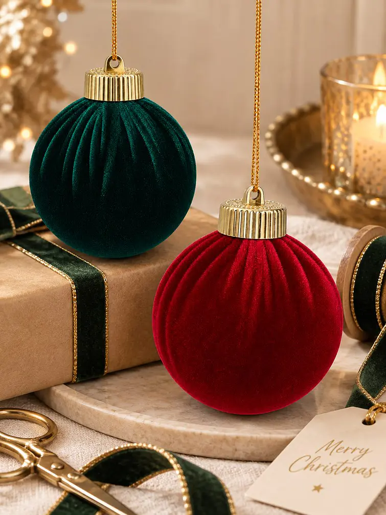 BOLAS DE NAVIDAD TERCIOPELO 8 CM 1