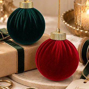 BOLAS DE NAVIDAD TERCIOPELO 8 CM